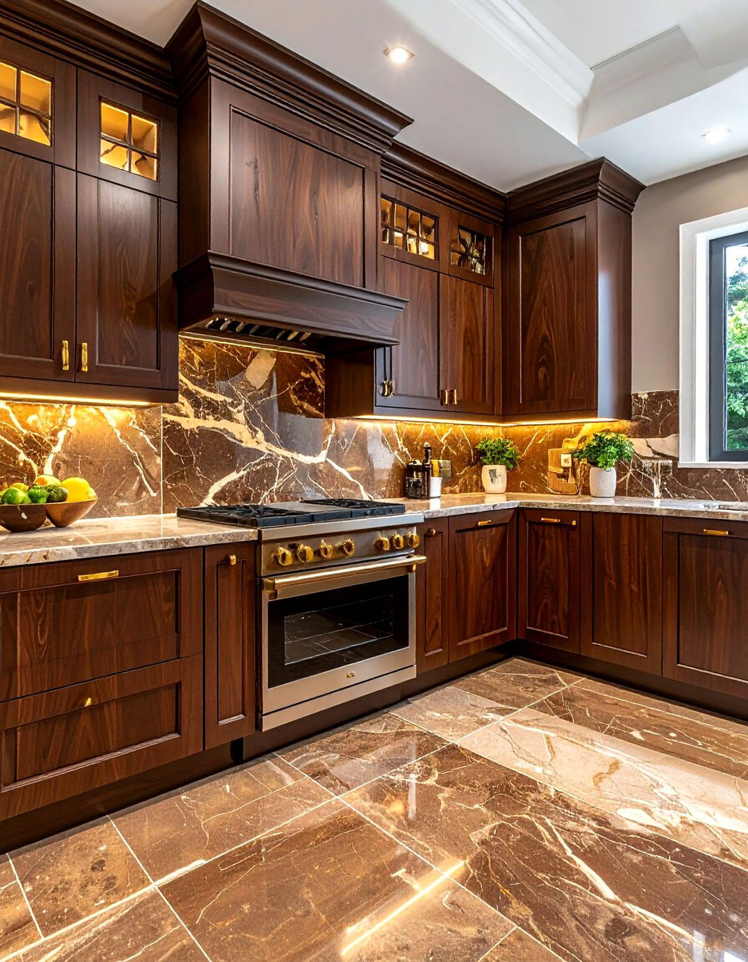 Brown marble look porcelain tile - 30 porcelain tile kitchen backsplash ideas