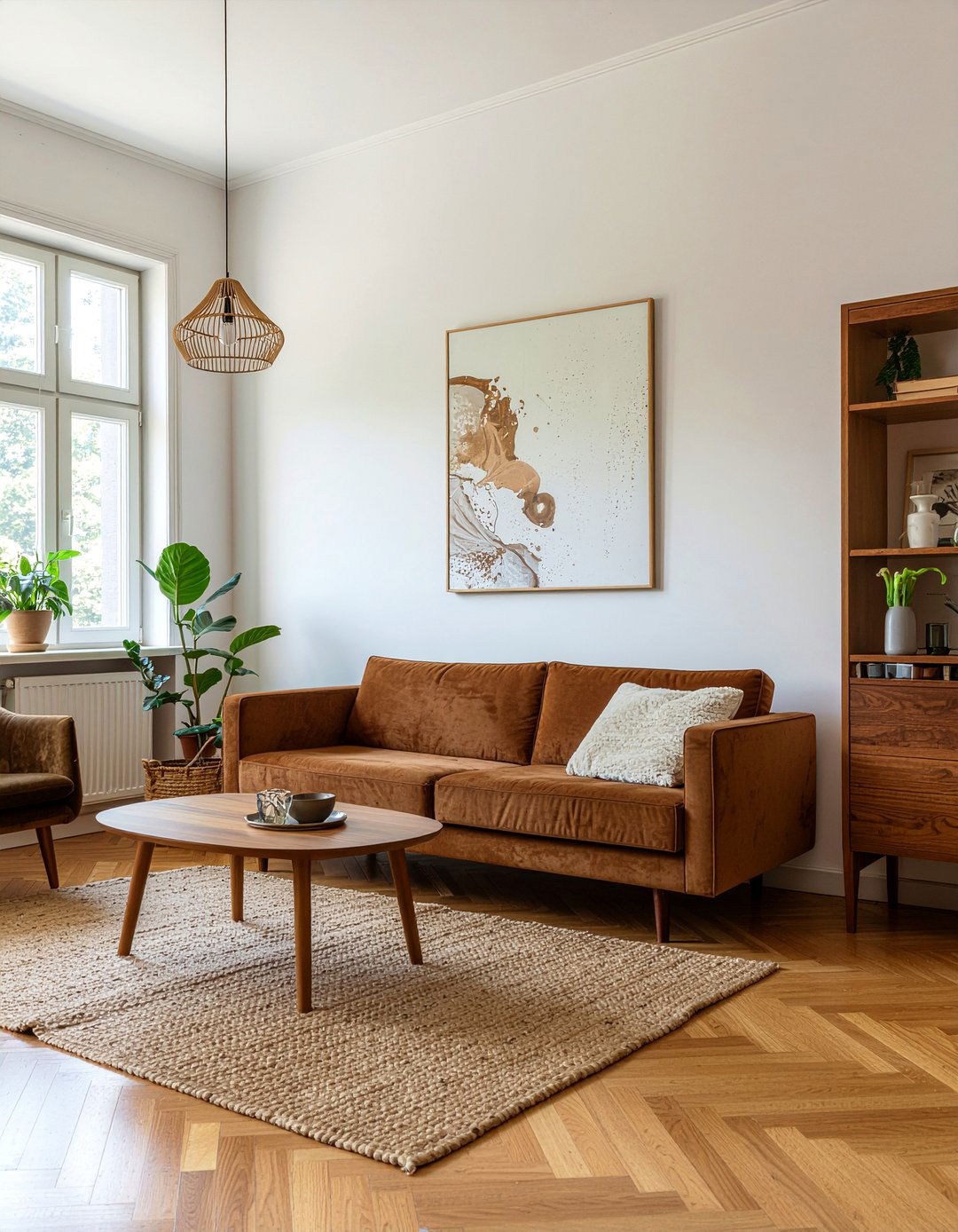 Brown velvet seating - 30 velvet living room ideas