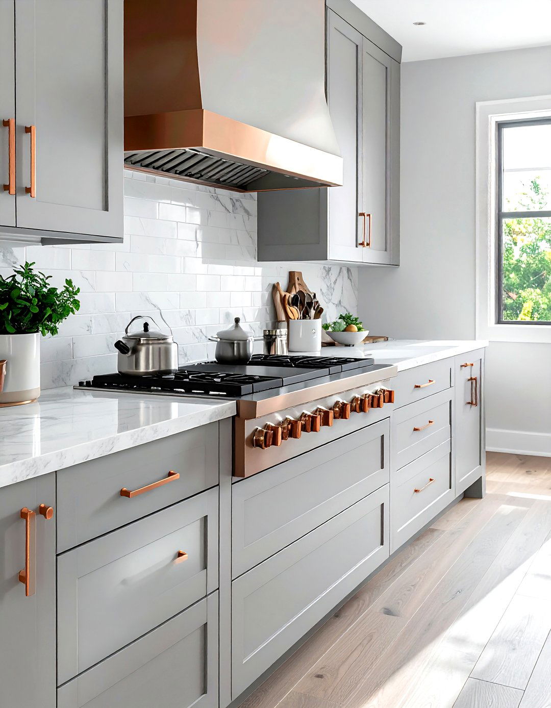 Brushed Copper Drawer Pulls - 30 copper kitchen hardware ideas