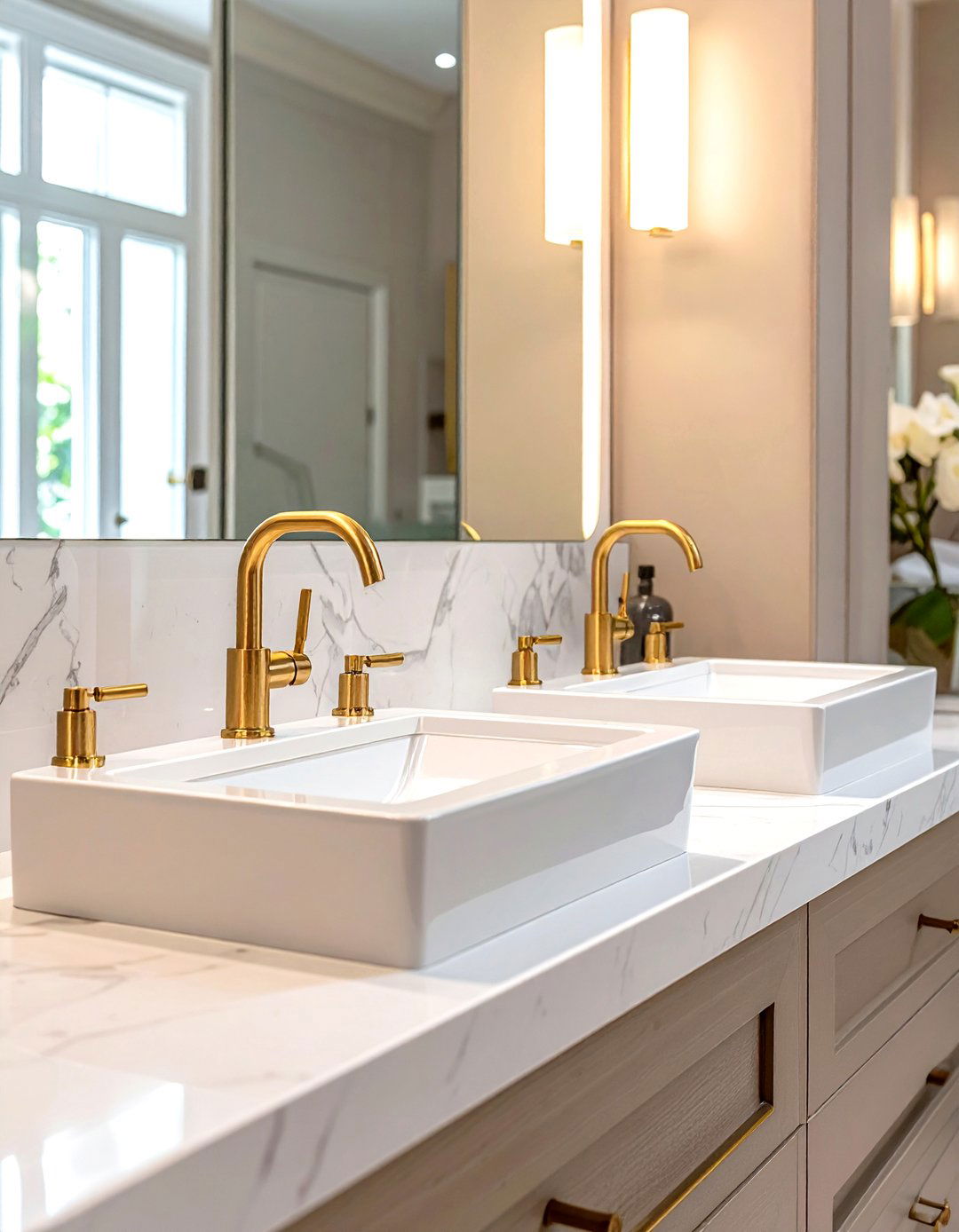Brushed Gold Faucets - 30 transitional bathroom ideas