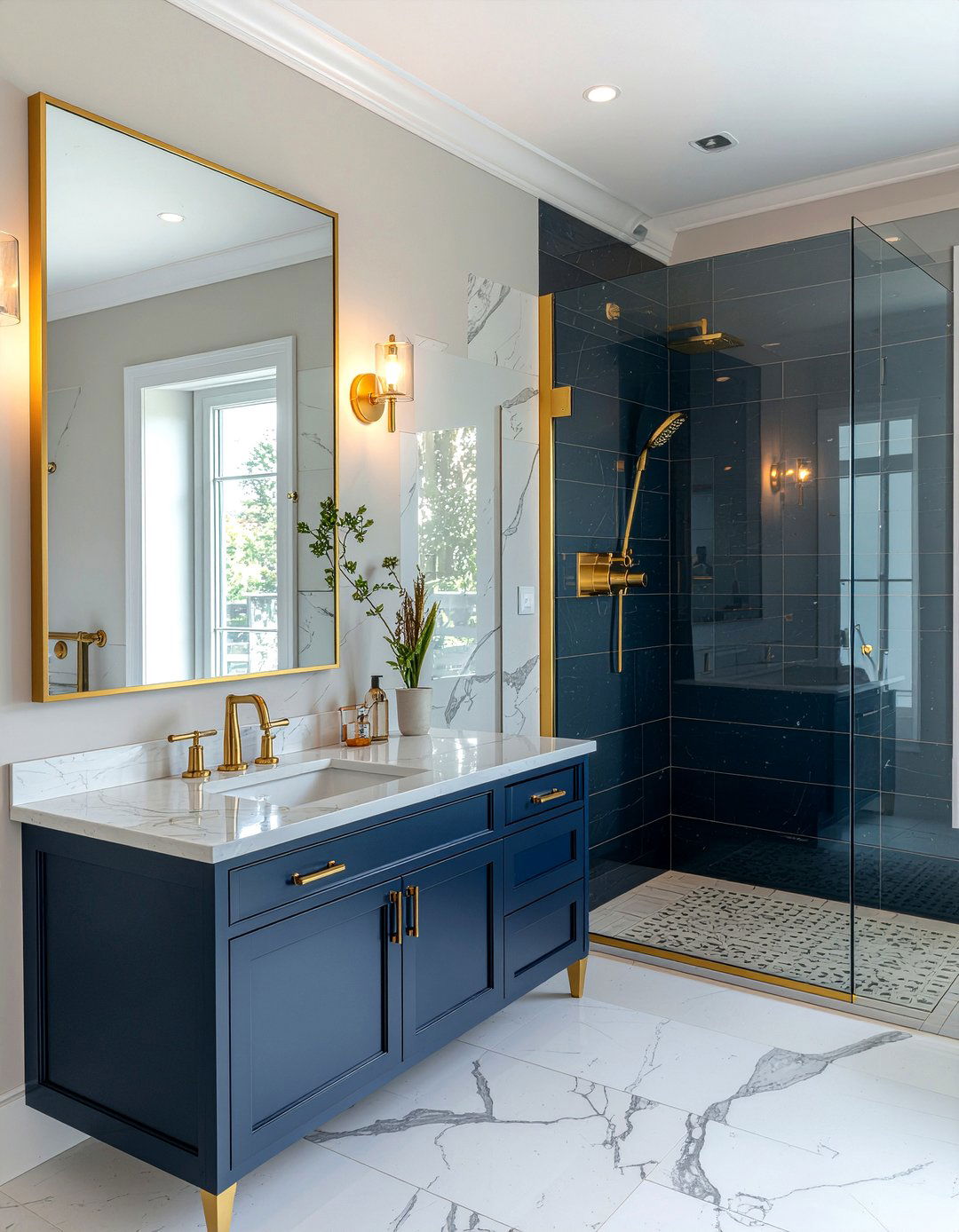 Brushed Gold Fixtures - 30 new build bathroom ideas