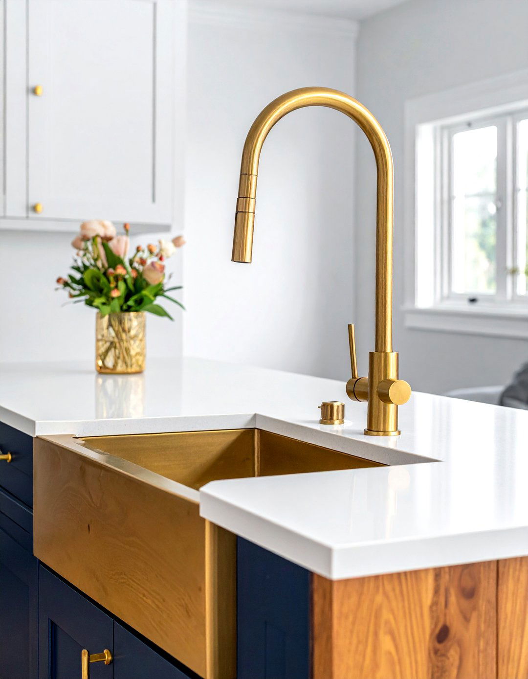 Brushed Gold Motion Sensor Faucet - 30 touchless kitchen faucet ideas