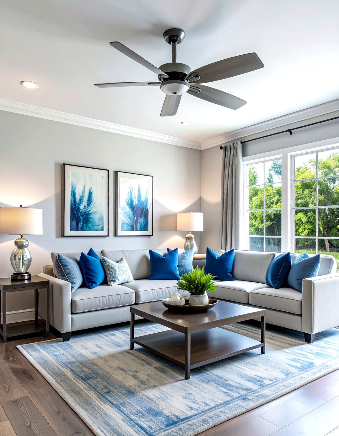 Brushed Nickel Ceiling Fan - 30 living room ceiling fans