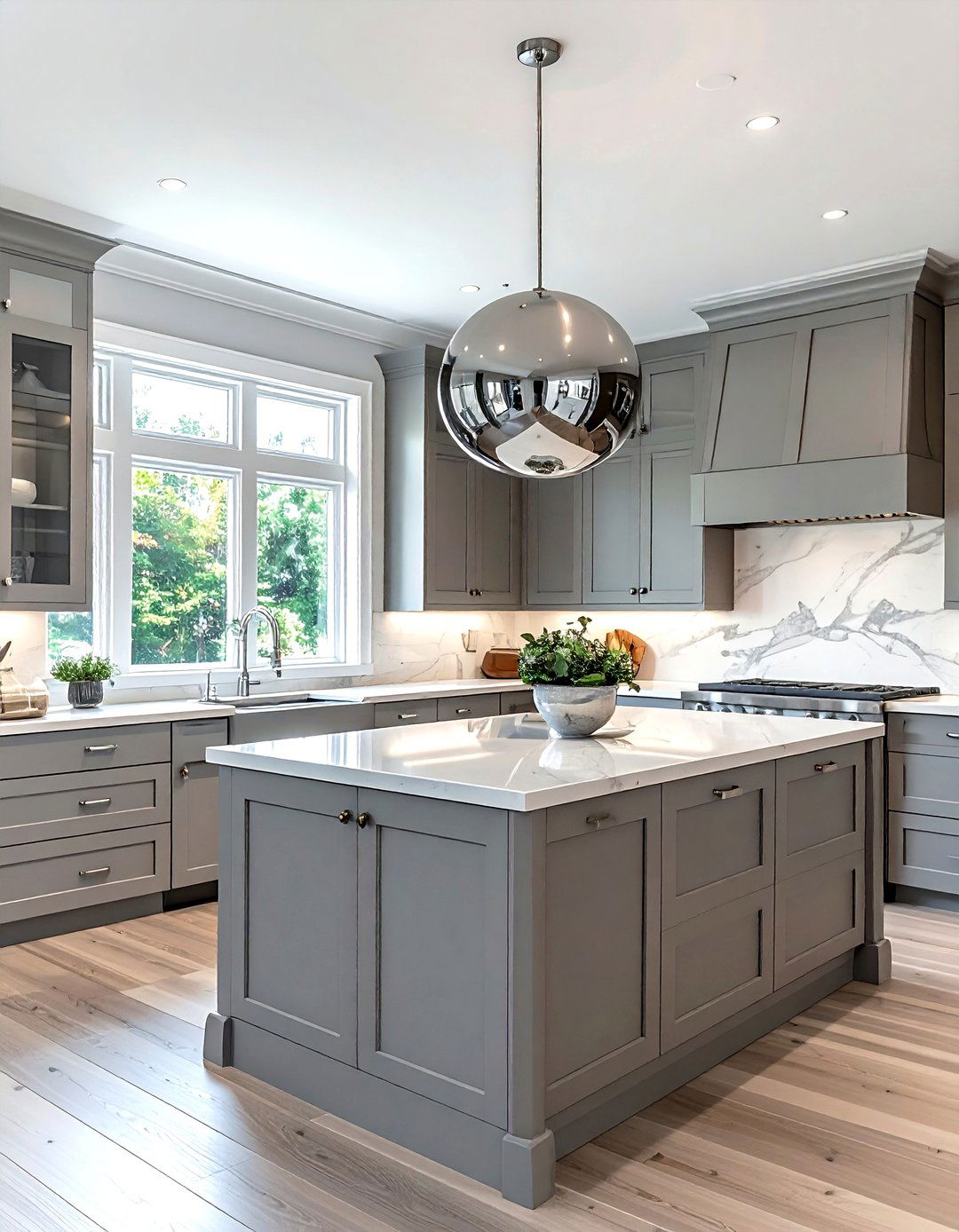 Brushed Nickel Globe Light - 30 globe pendant kitchen ideas