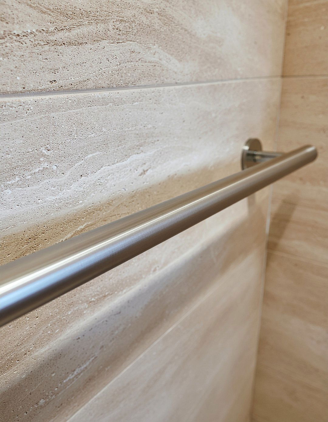 Brushed Nickel Grab Bar - 30 nickel bathroom ideas
