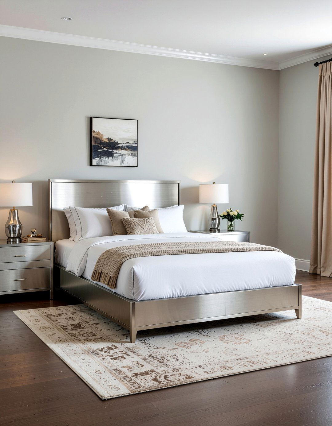 Brushed Nickel Headboard - 30 bedroom metal headboards