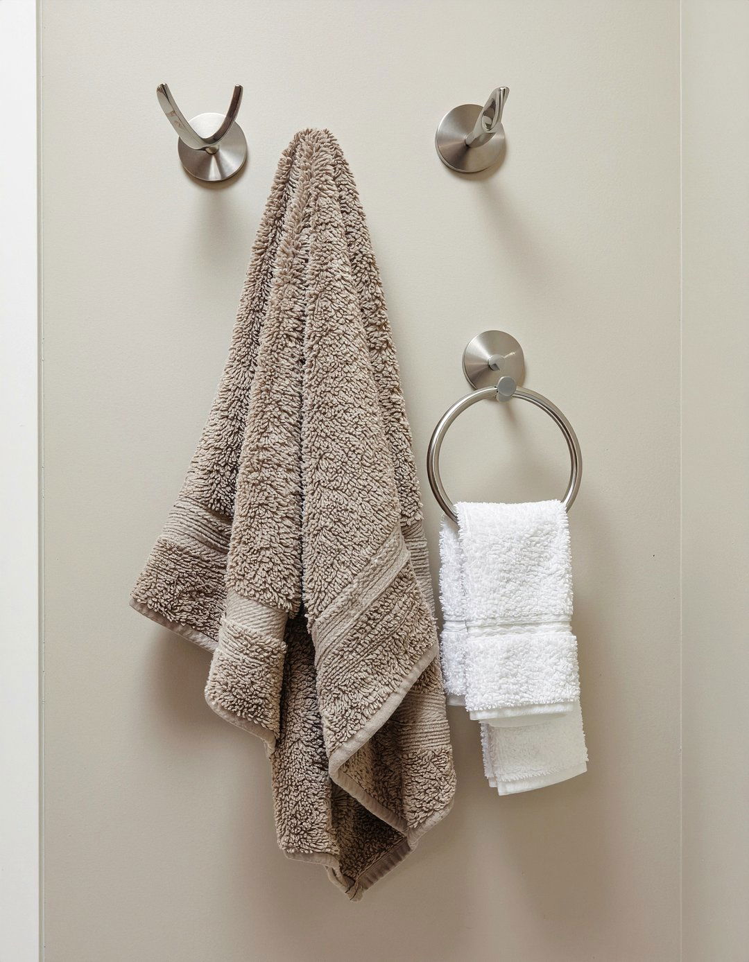 Brushed Nickel Hook - 30 bathroom towel hook ideas
