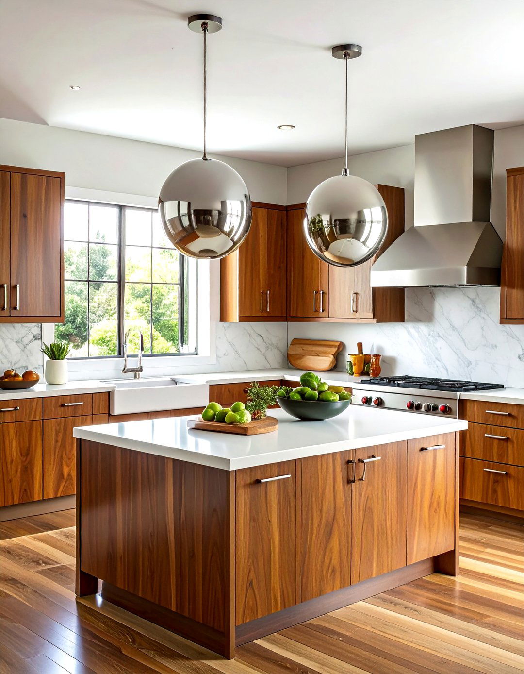 Brushed Steel Globe - 30 metal pendant kitchen ideas