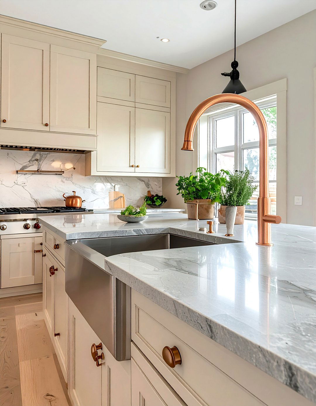 Brushed copper pull down faucet - 30 copper kitchen faucet ideas