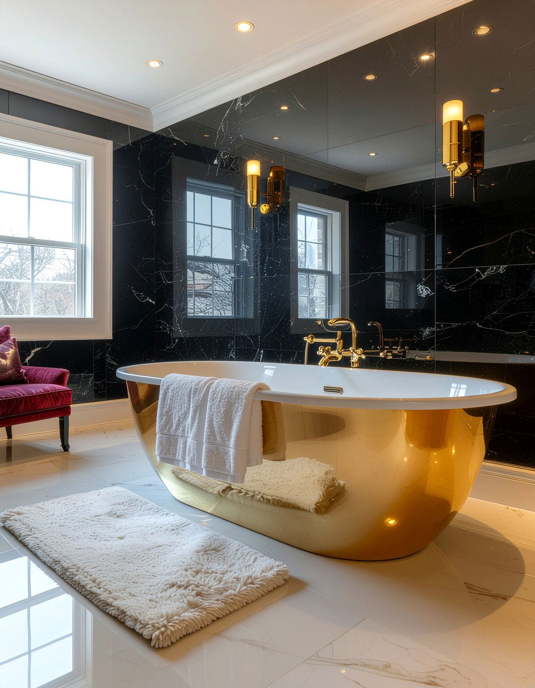 Brushed gold bathtub - 30 master bathroom tub ideas