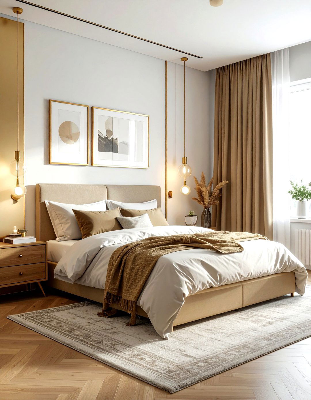 Brushed gold bedroom - 30 gold bedroom ideas