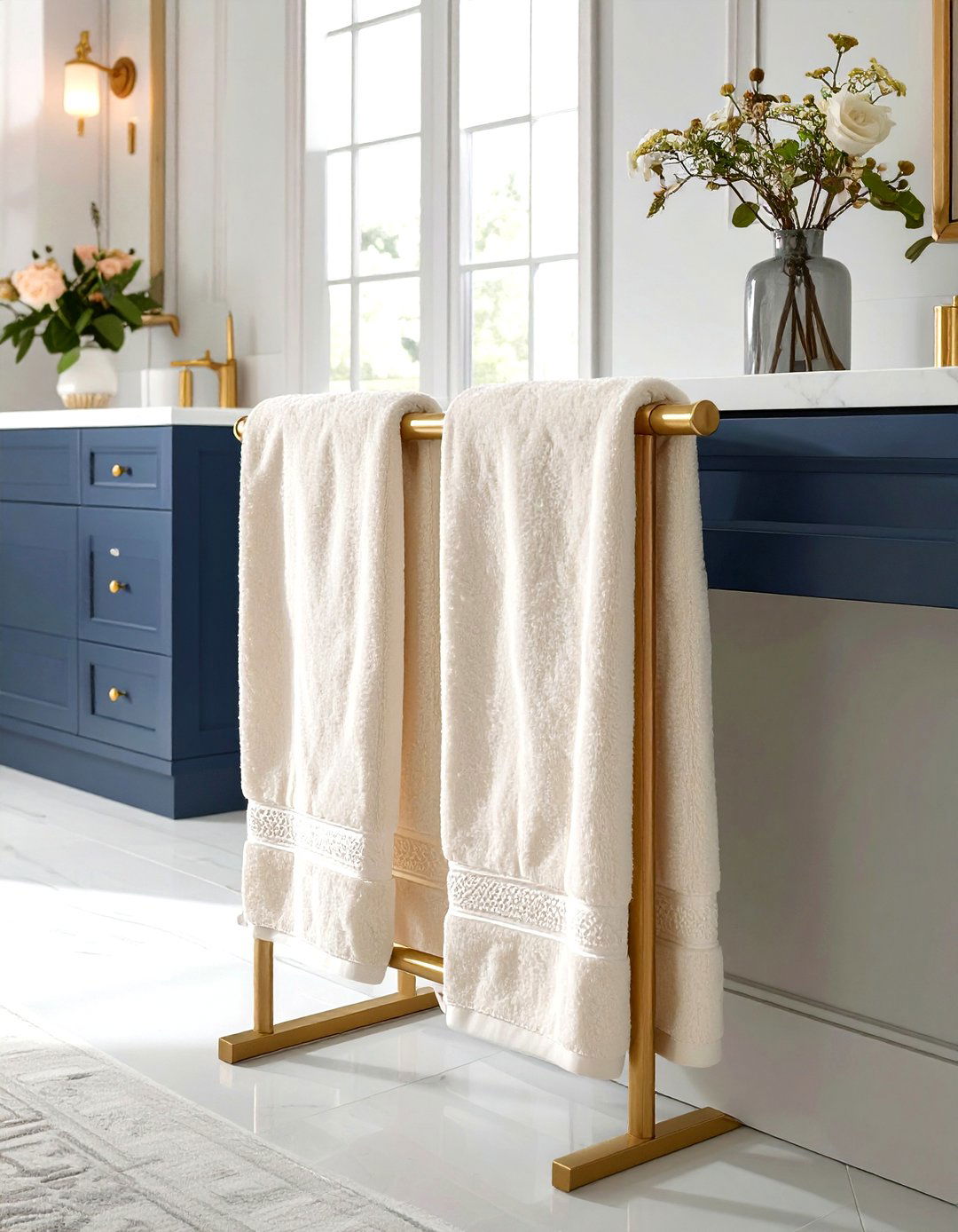 Brushed gold towel warmer - 30 towel warmer ideas