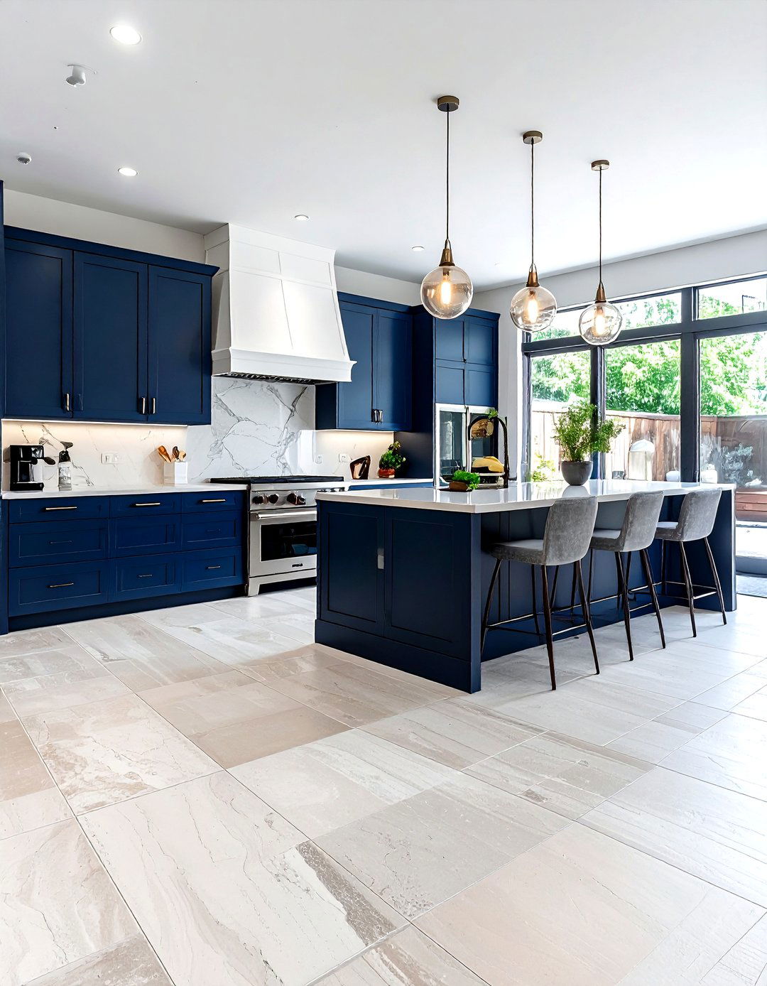 Brushed limestone kitchen floor - 30 limestone floor kitchen ideas