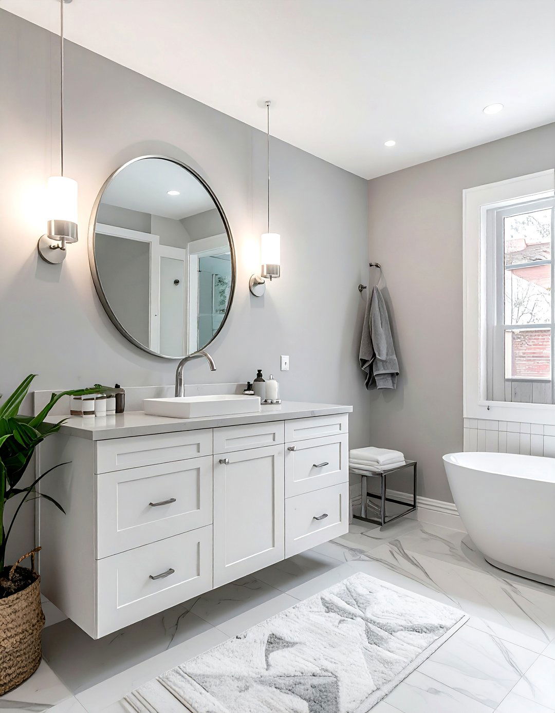 Brushed nickel oval mirror - 30 oval bathroom mirror ideas