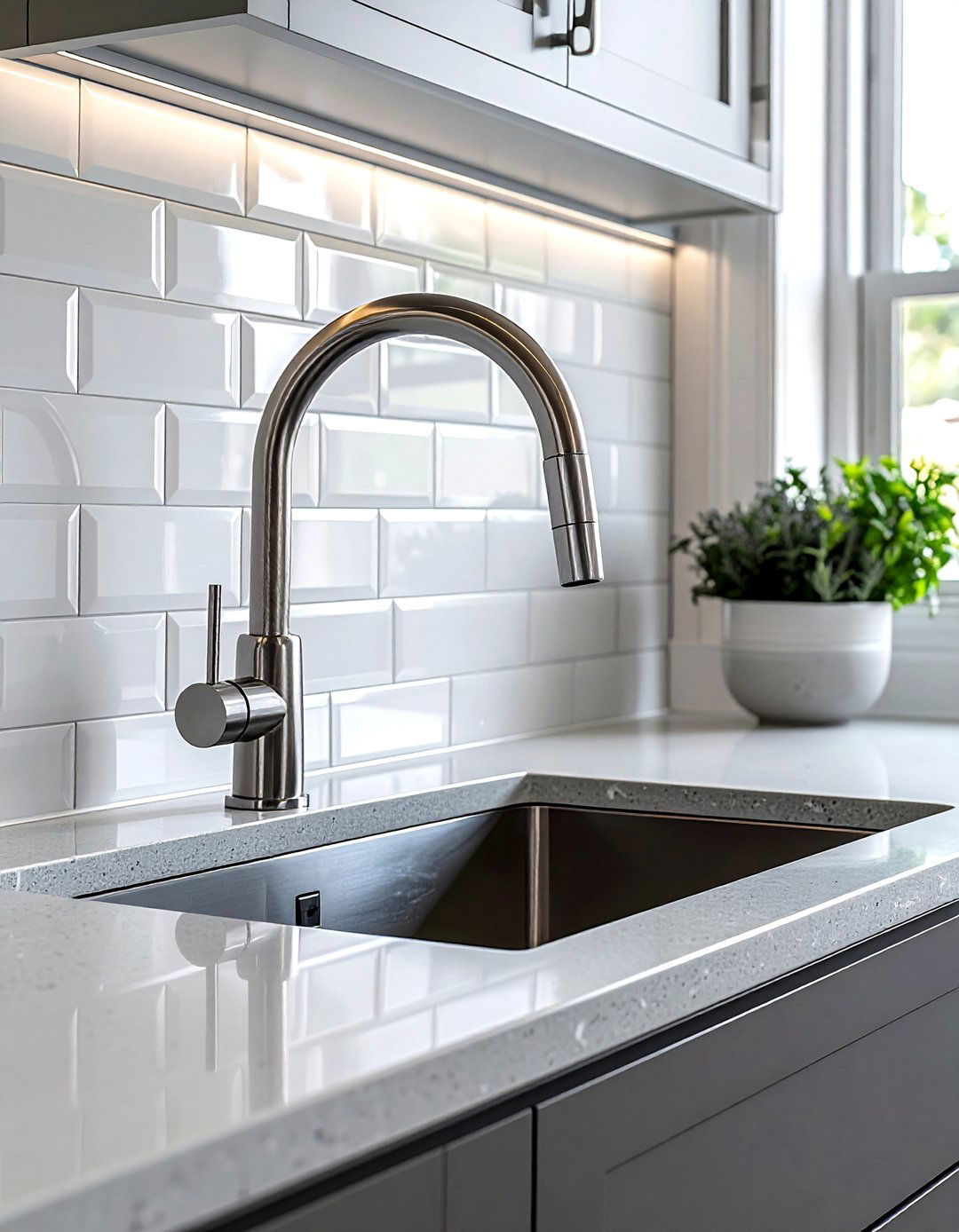 Brushed nickel pull down kitchen faucet - 30 nickel kitchen faucet ideas