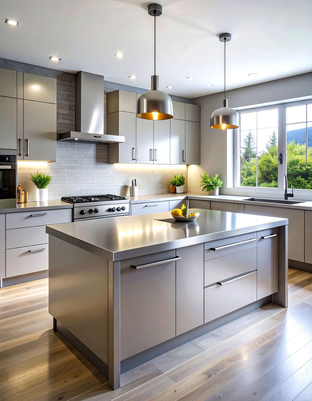 Brushed stainless steel countertop - 30 stainless steel countertop kitchen ideas