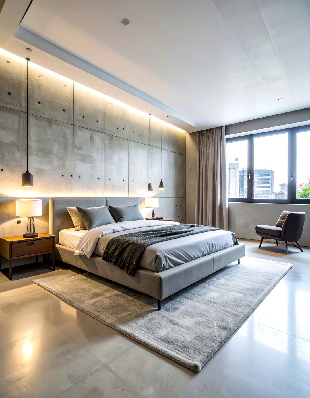 Brutalist Bedroom Design - 30 polished concrete bedroom ideas
