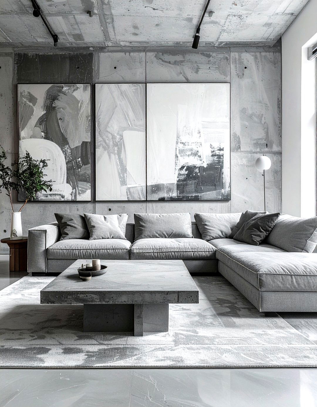 Brutalist concrete living area - 30 curated decor ideas