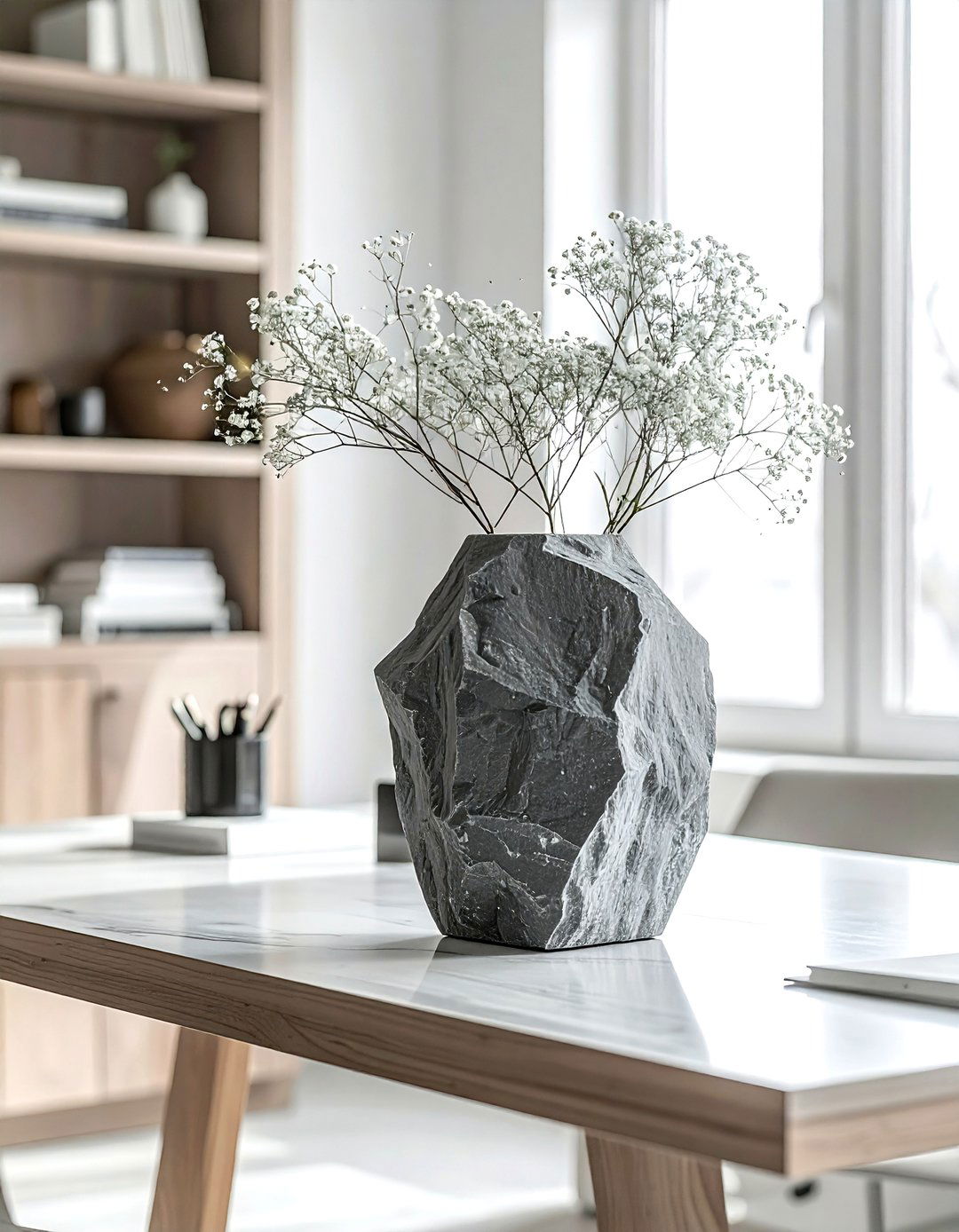 Brutalist stone vase - 30 modern vase ideas