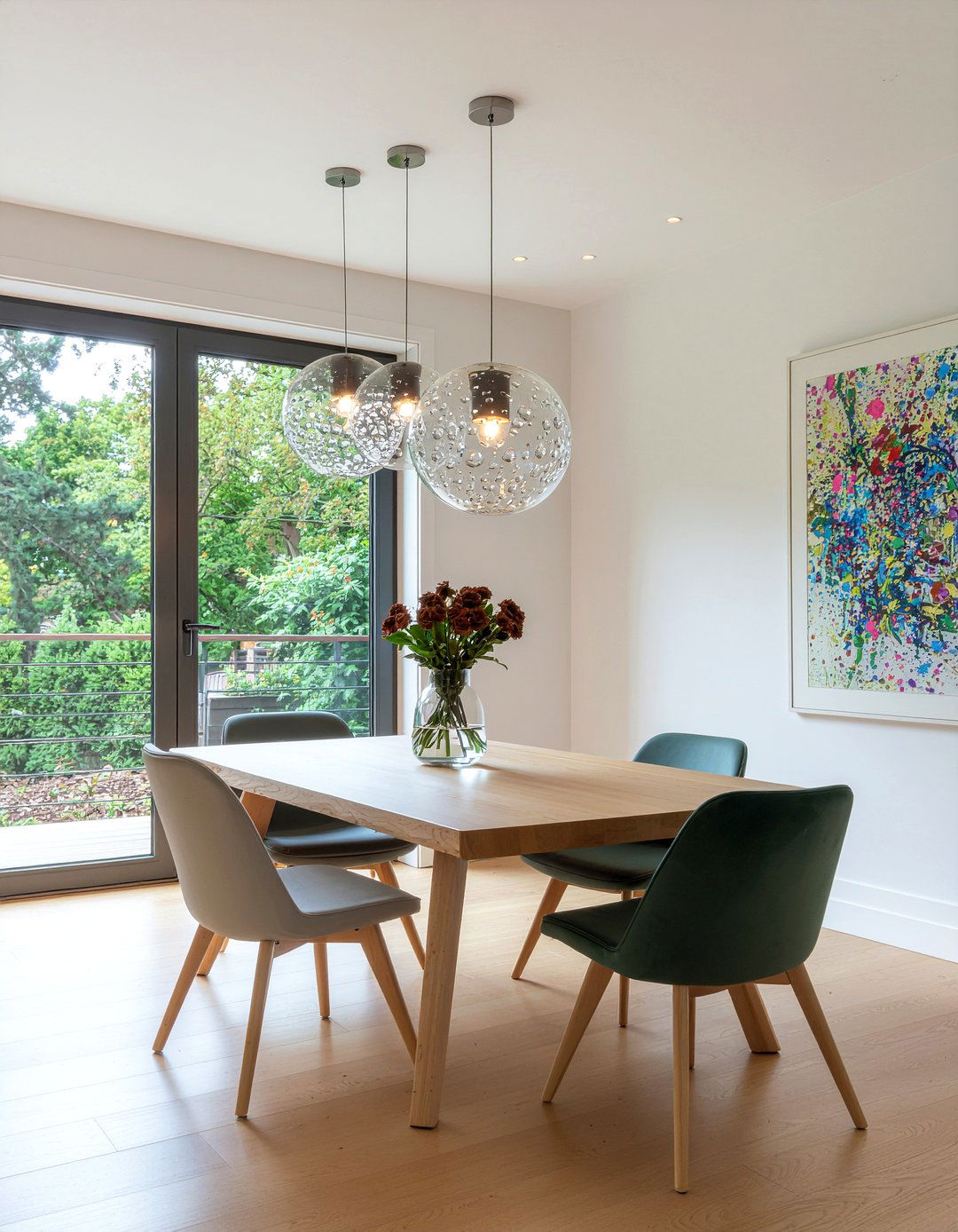 Bubble Glass Pendant Trio - 30 multiple pendant dining room ideas