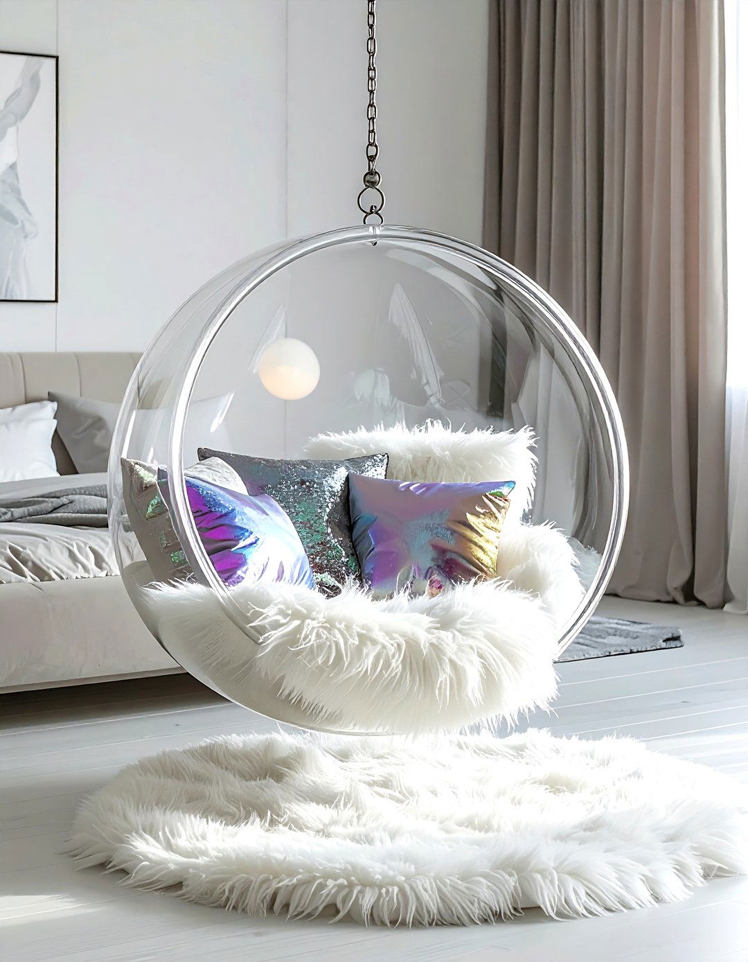 Bubble Hanging Chair - 30 mermaid bedroom ideas