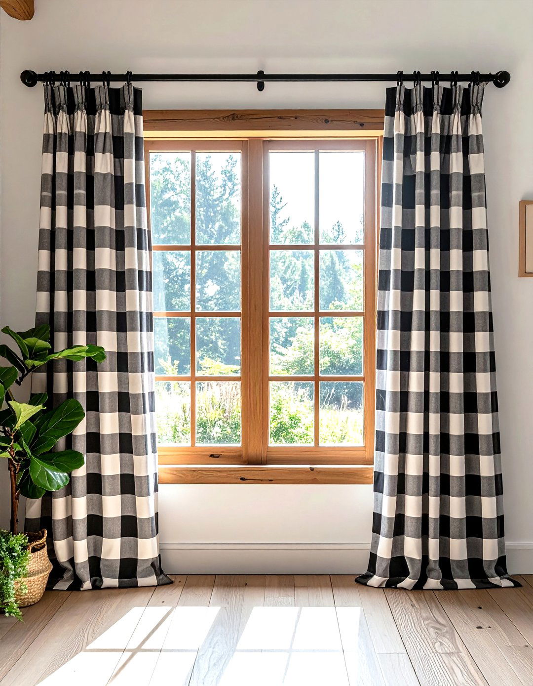 Buffalo Check Window Treatment - 30 cabin decor ideas