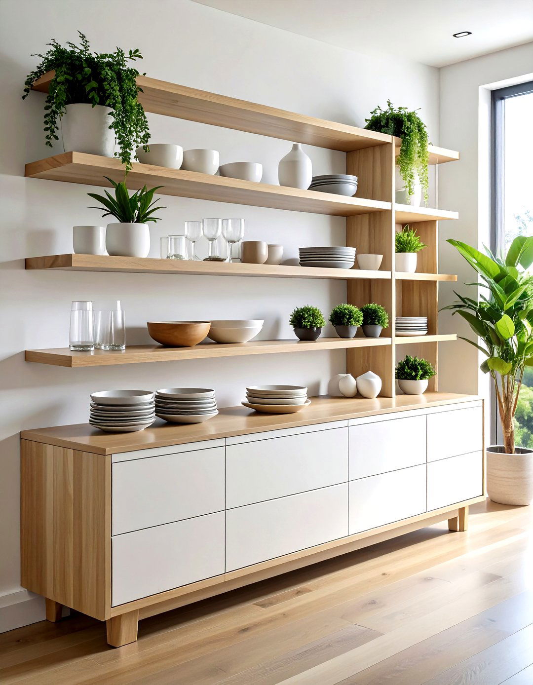 Buffet Cabinet Storage - 30 dining room organization hacks