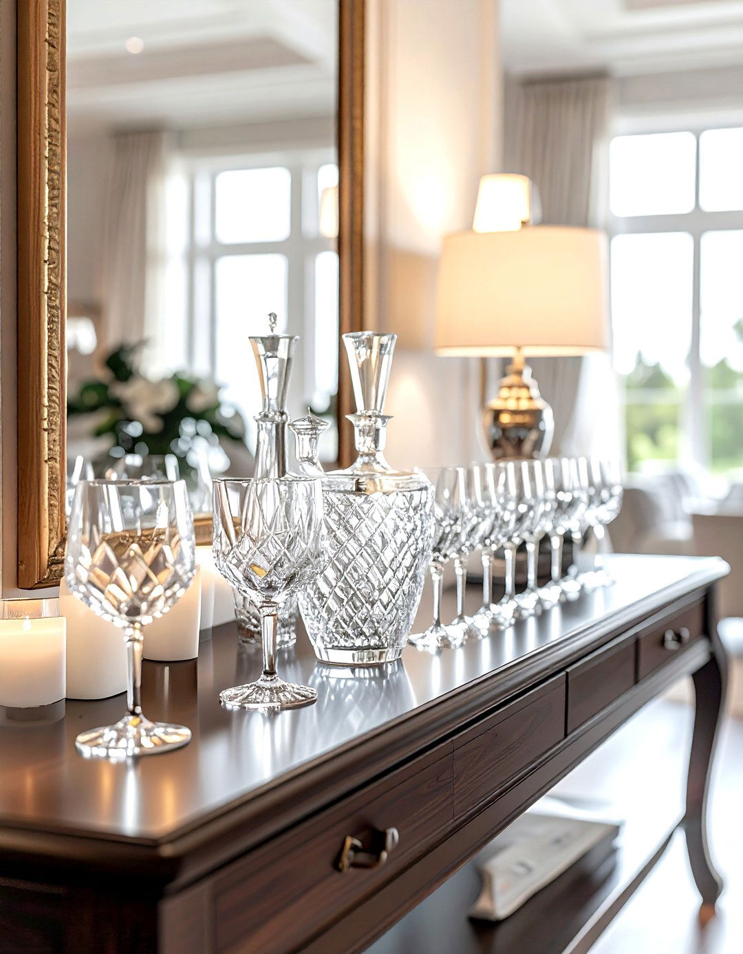 Buffet table for crystal glassware - 30 heirloom display ideas