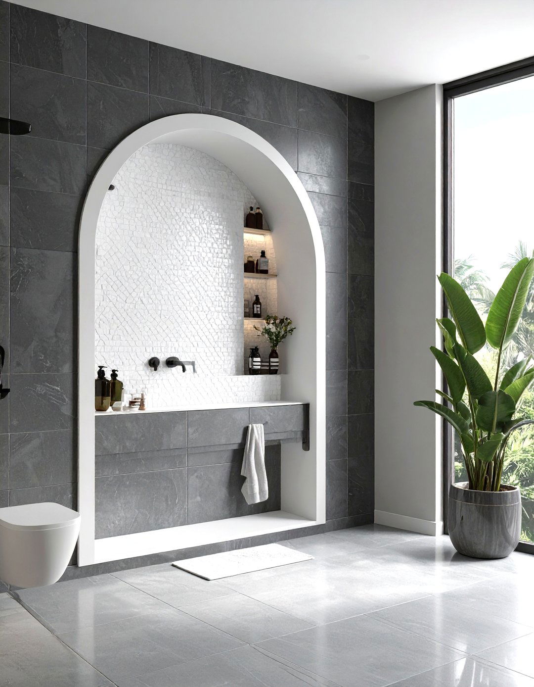 Built In Arched Shower Niche - 30 vintage modern bathroom ideas