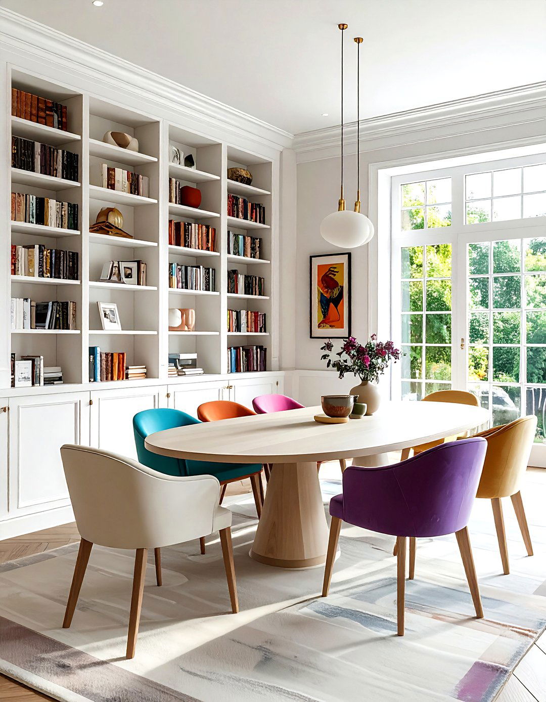 Built In Bookcase - 30 dining room feature wall ideas