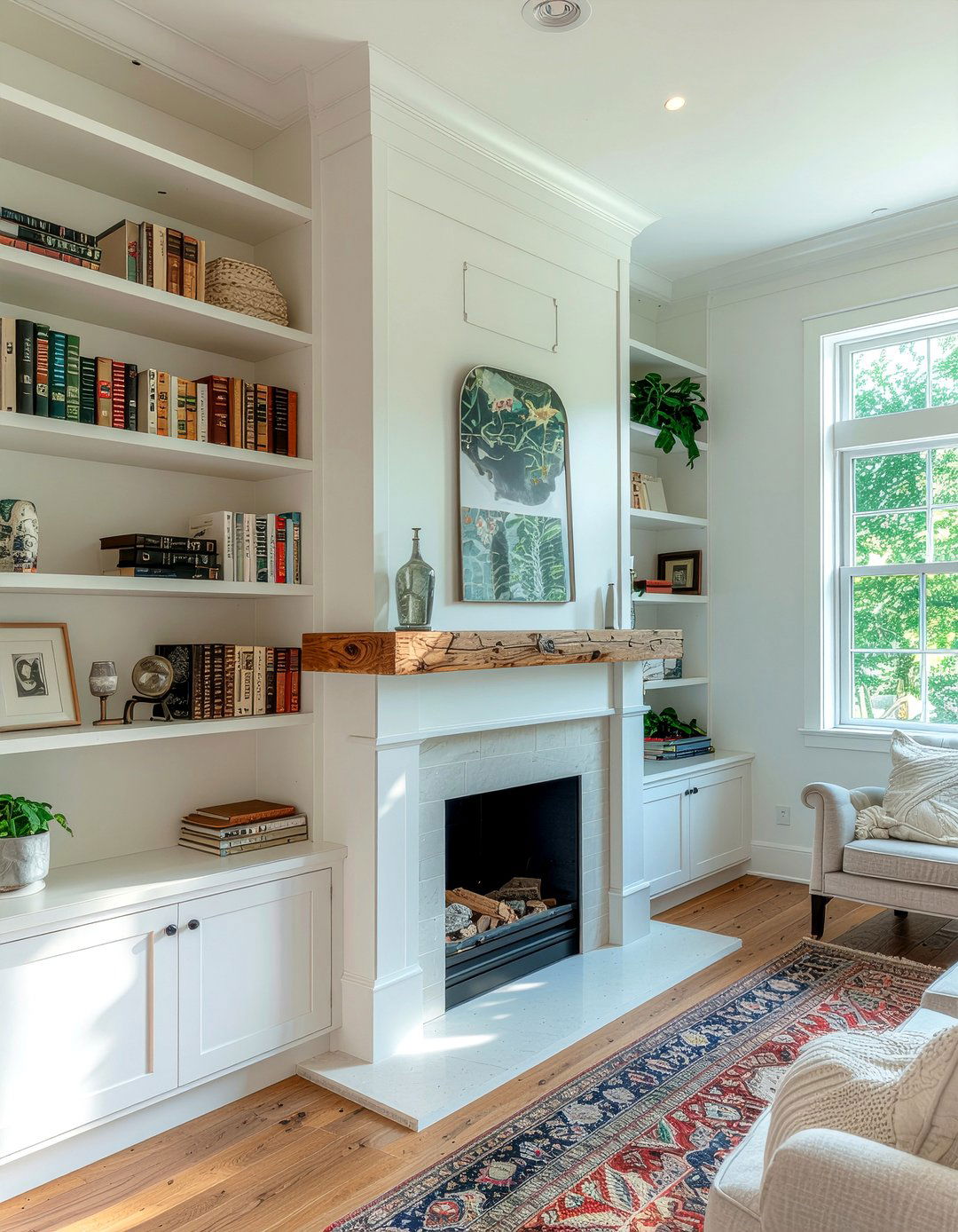 Built In Bookshelf - 30 fireplace mantel ideas