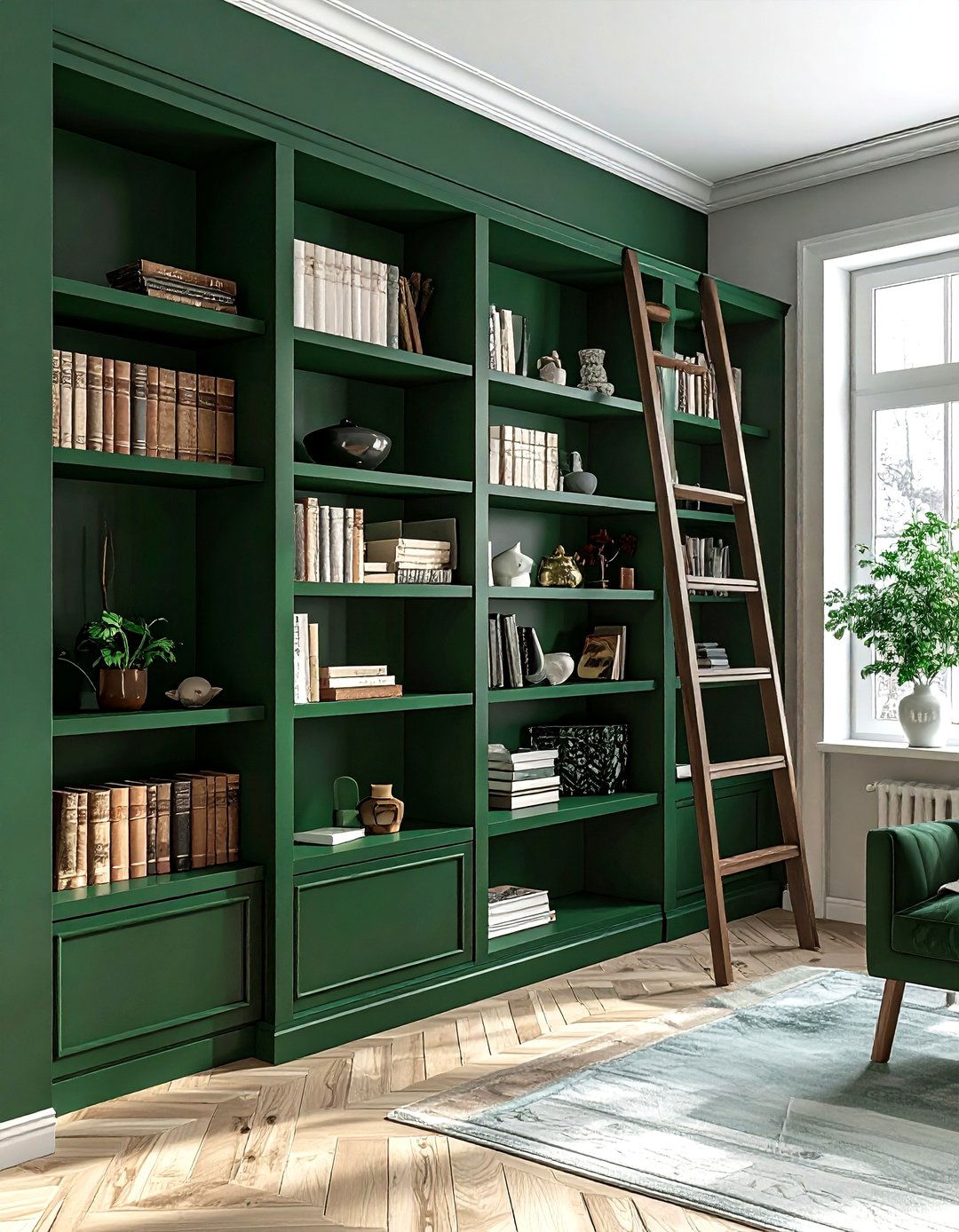 Built In Bookshelf With Ladder - 30 modern traditional decor ideas