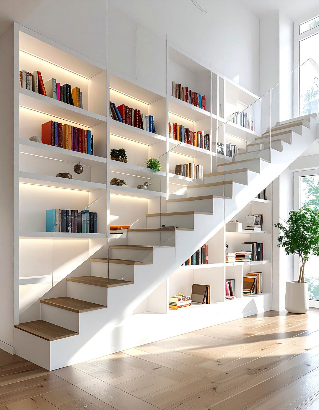 Built In Bookshelves - 30 staircase wall ideas