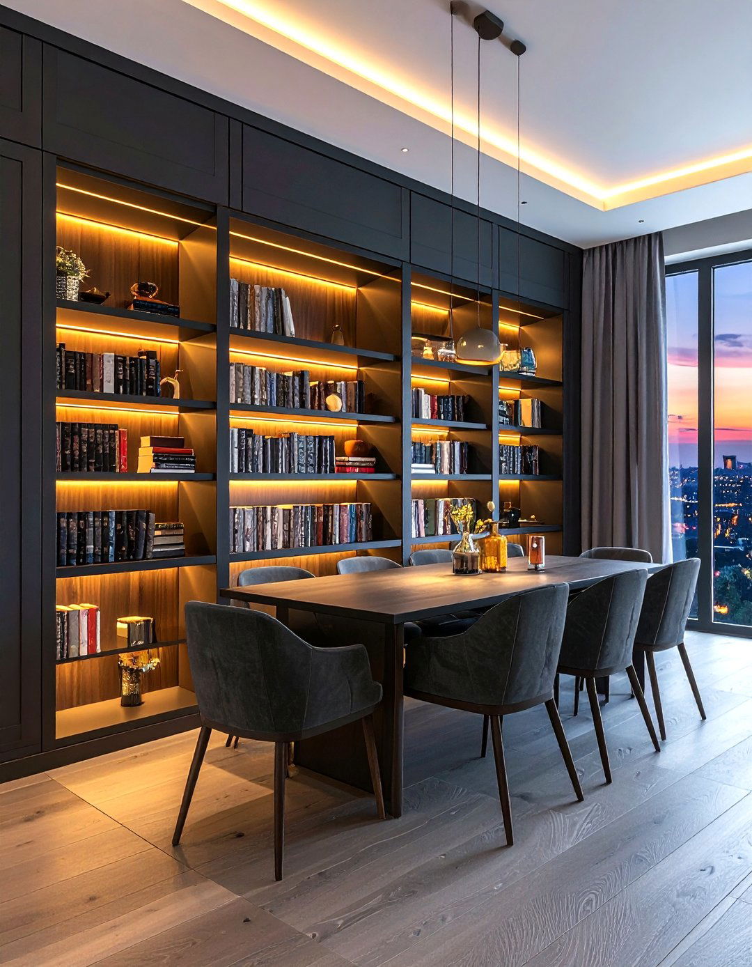 Built In Bookshelves - 30 twilight dining room ideas