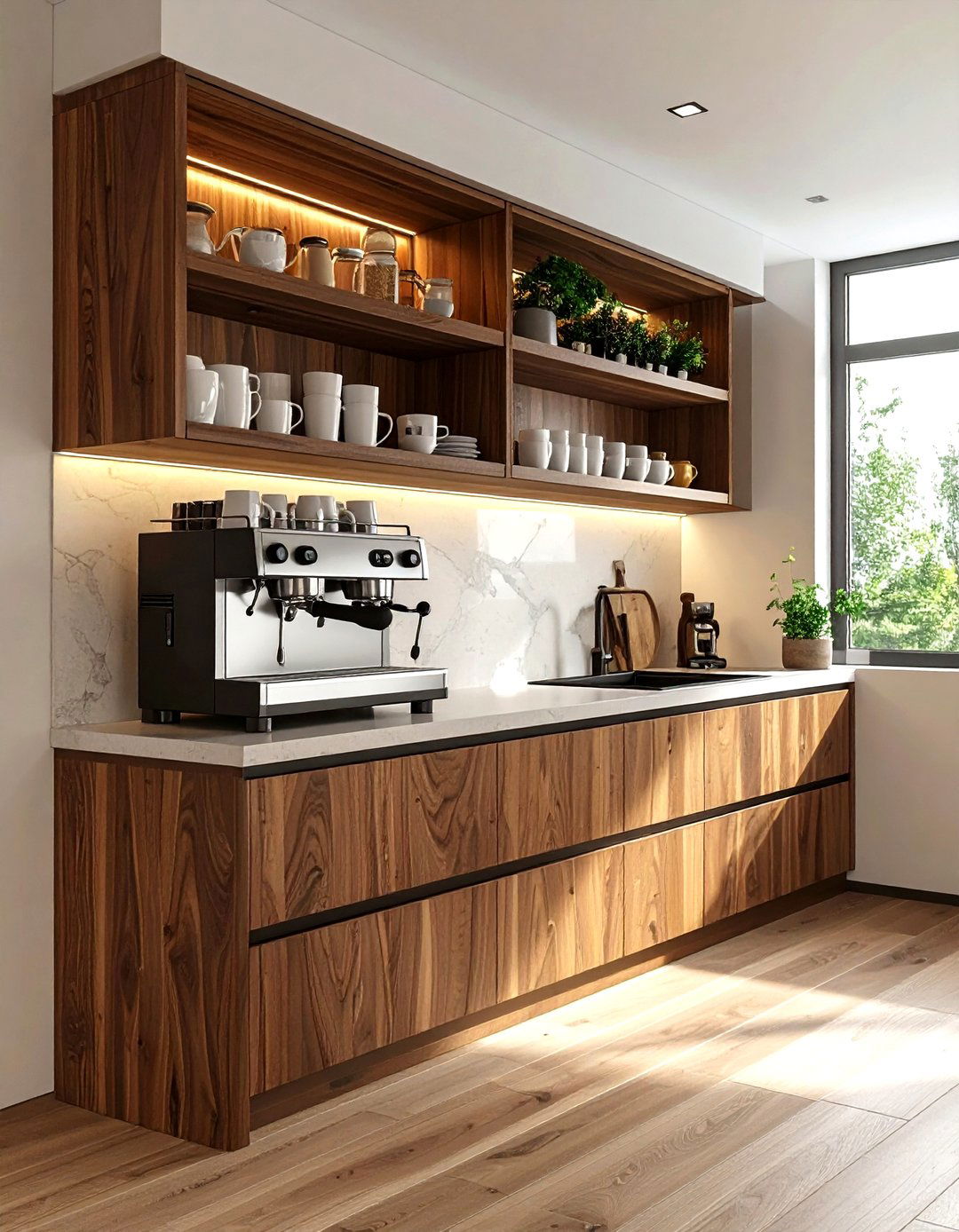 Built In Coffee Station - 30 luxury kitchen ideas