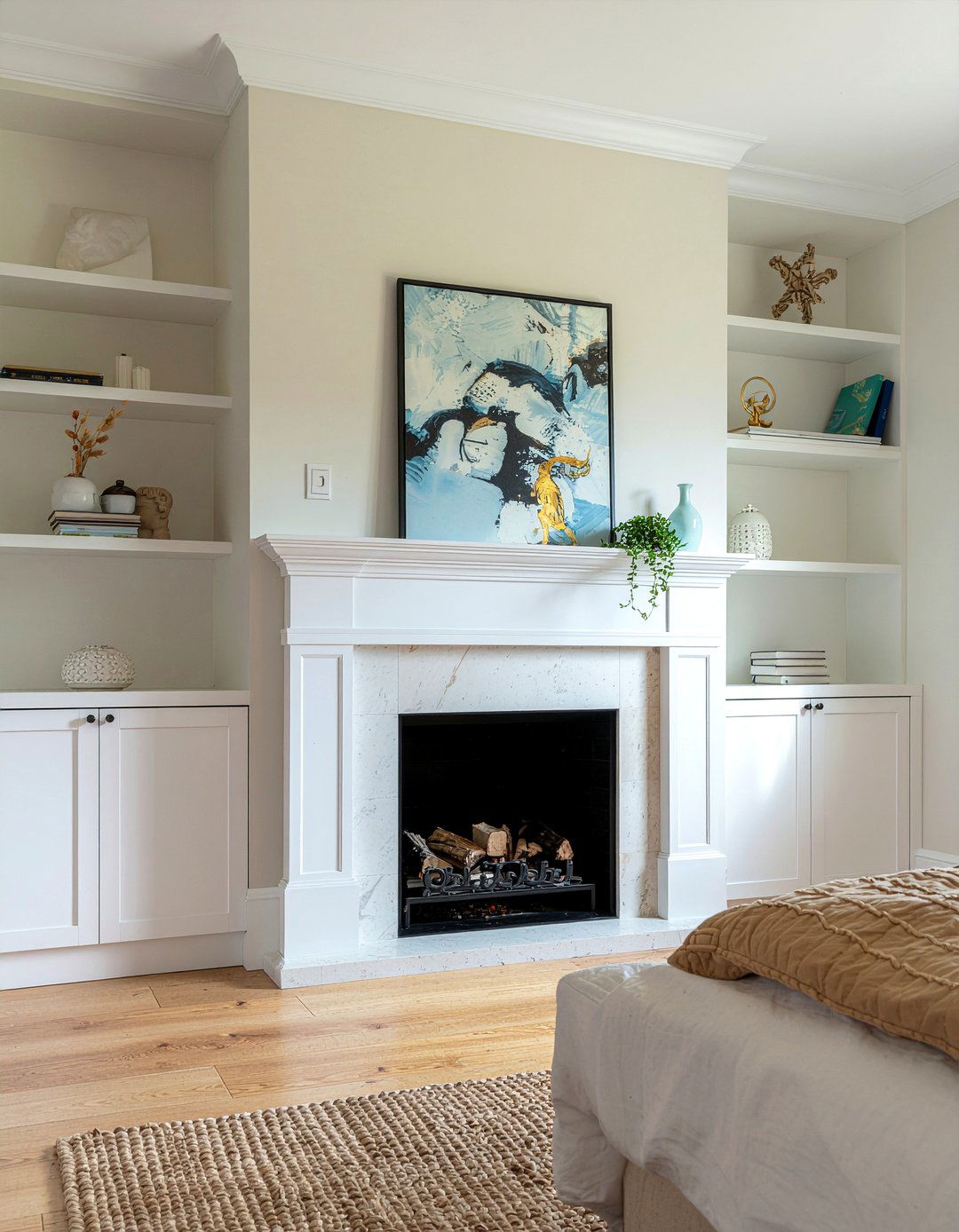 Built In Fireplace With Shelving - 30 bedroom gas fireplace ideas