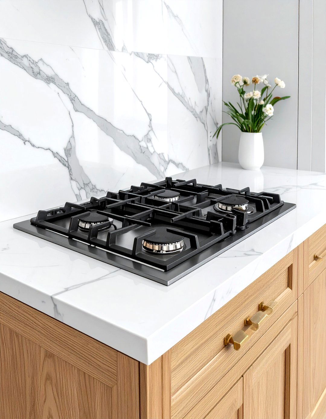 Built In Gas Hob Marble Counter - 30 gas cooktop kitchen ideas