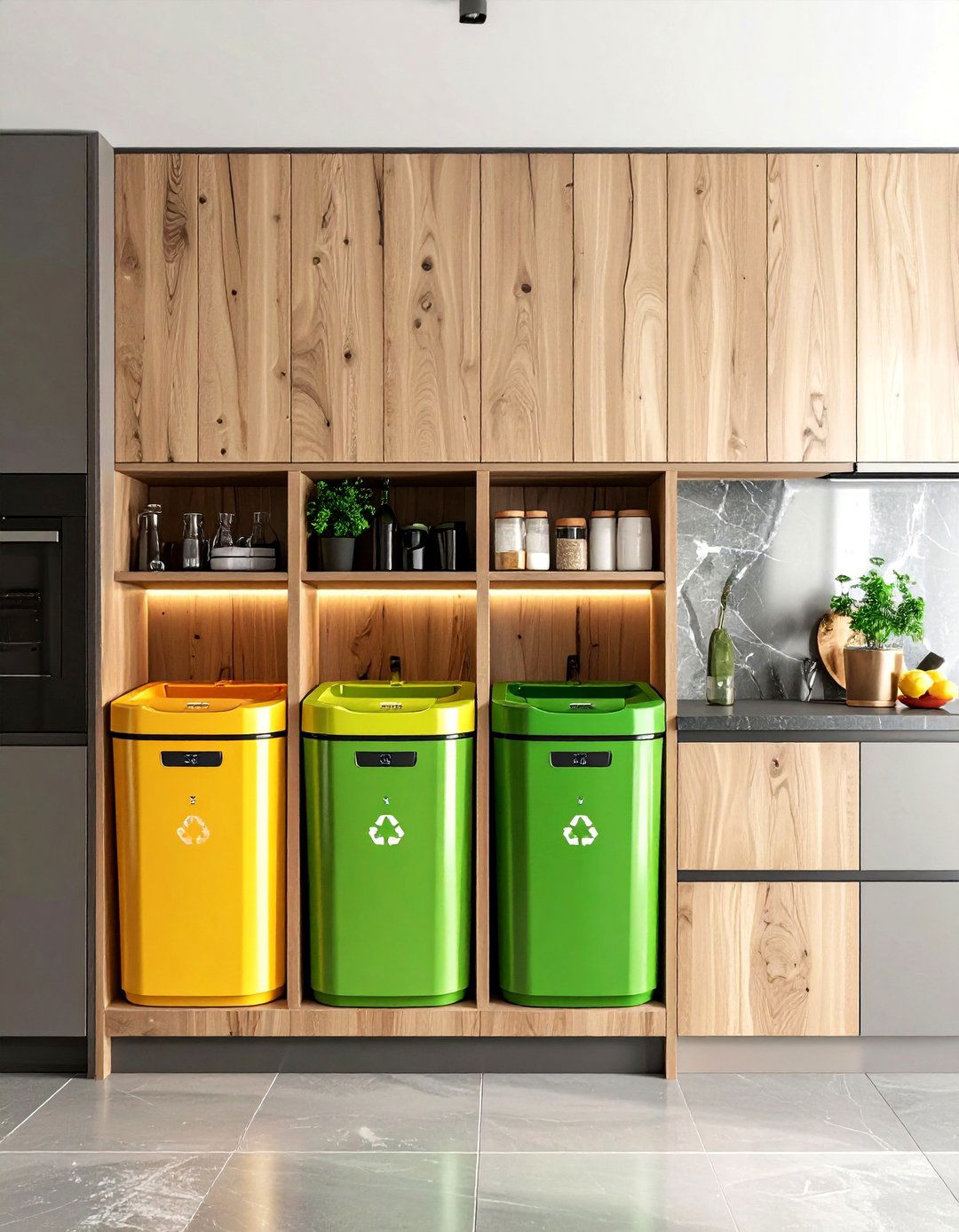 Built In Recycling Station - 30 recycling center kitchen ideas