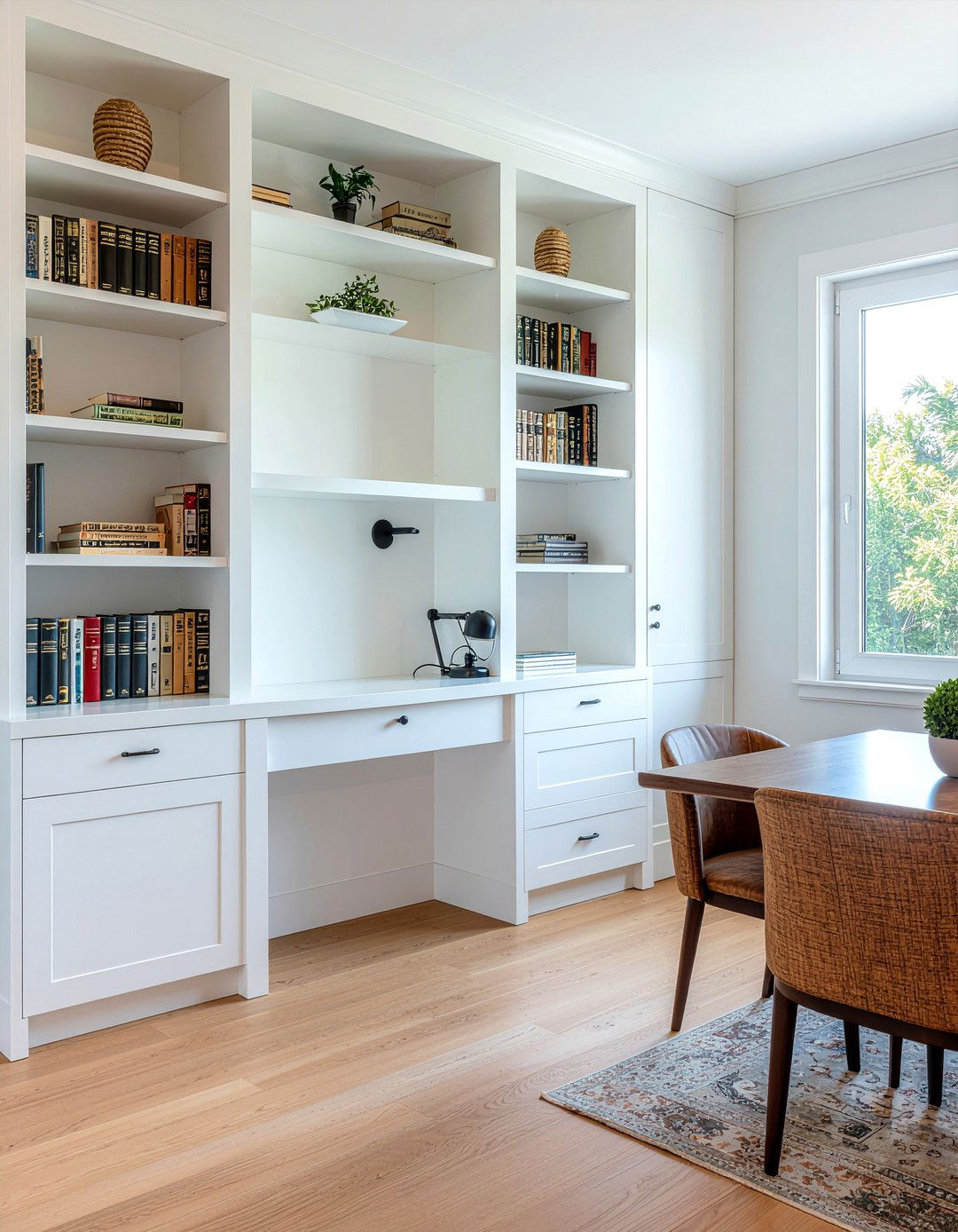 Built In Shelving With Desk - 30 dining room workspace ideas