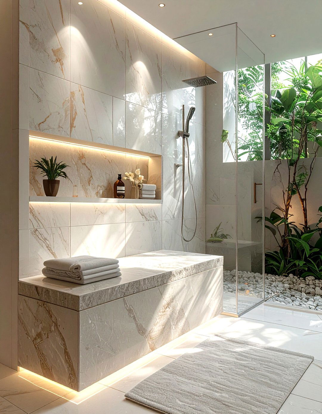 Built In Shower Bench - 30 serene bathroom ideas