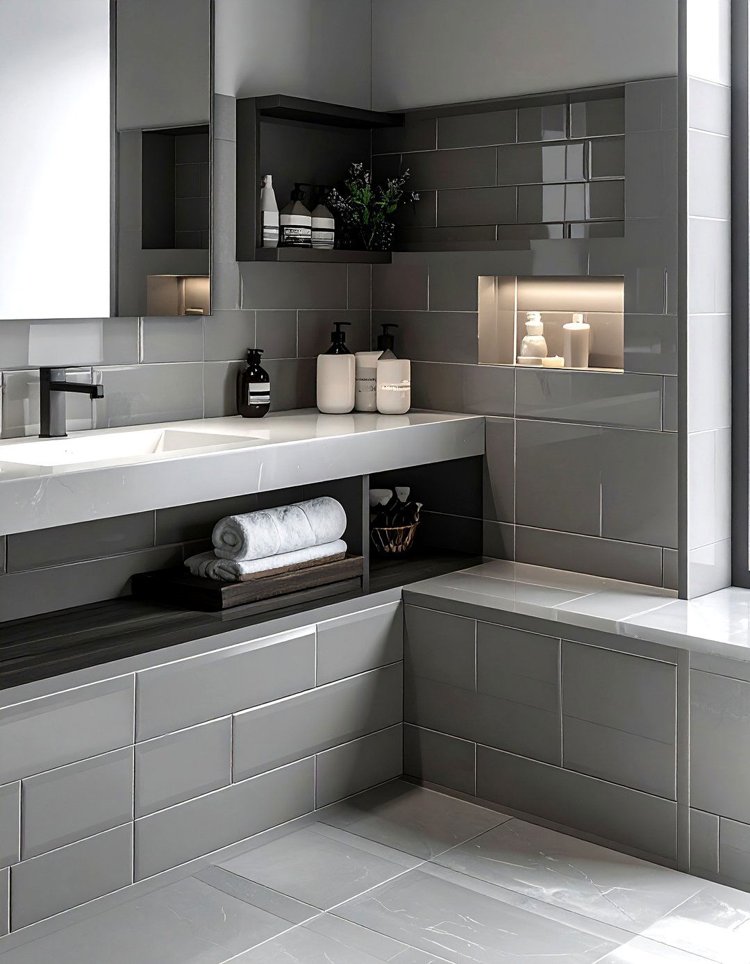 Built In Tiled Corner Niche - 30 bathroom corner shelving ideas