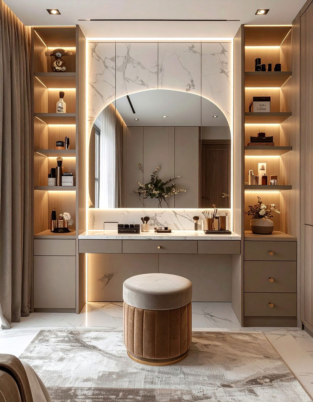 Built In Vanity Desk - 30 bedroom built-in storage ideas