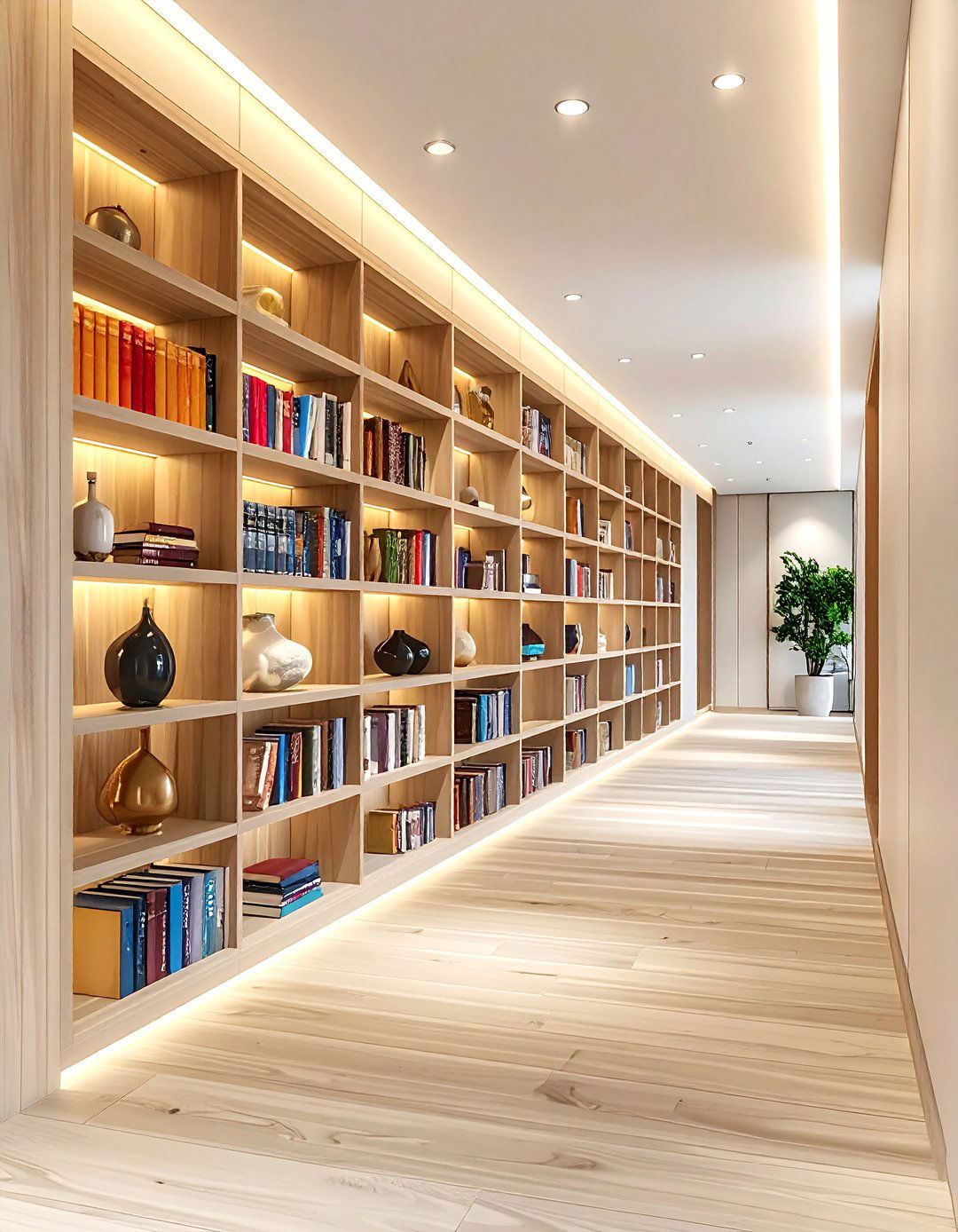 Built in bookshelf - 30 long hallway ideas