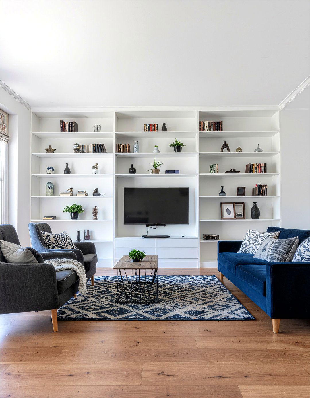 Built in bookshelf living room - 30 casual living room ideas