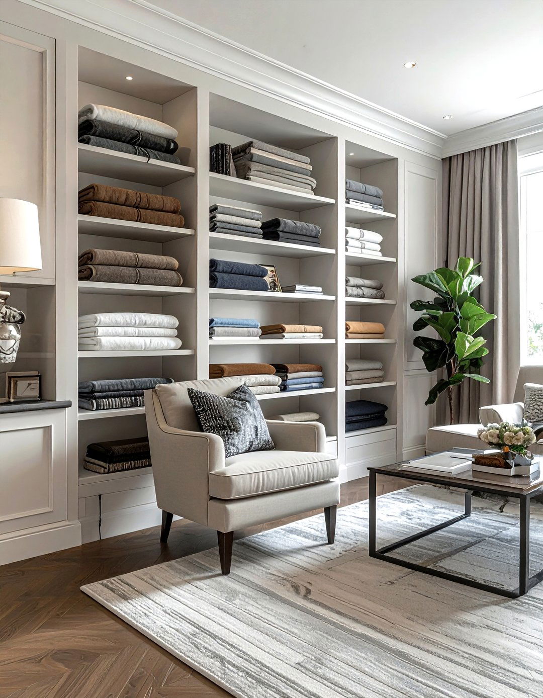 Built in bookshelf storage - 30 living room blanket storage ideas