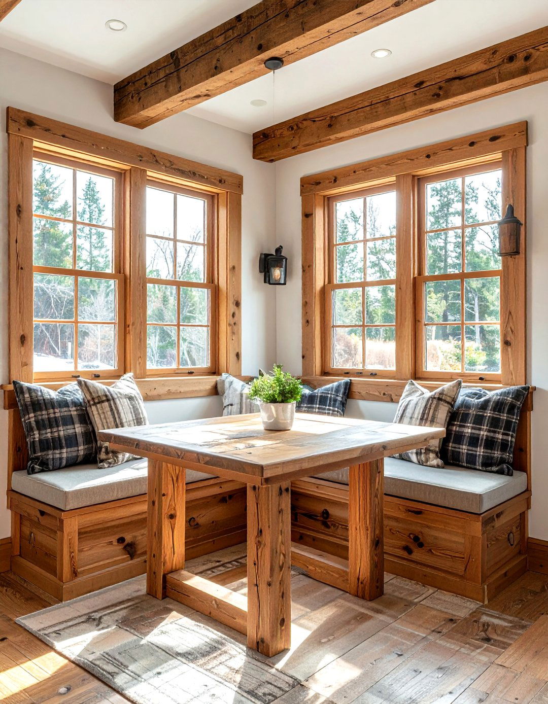 Built in breakfast nook wood - 30 rustic lodge kitchen ideas