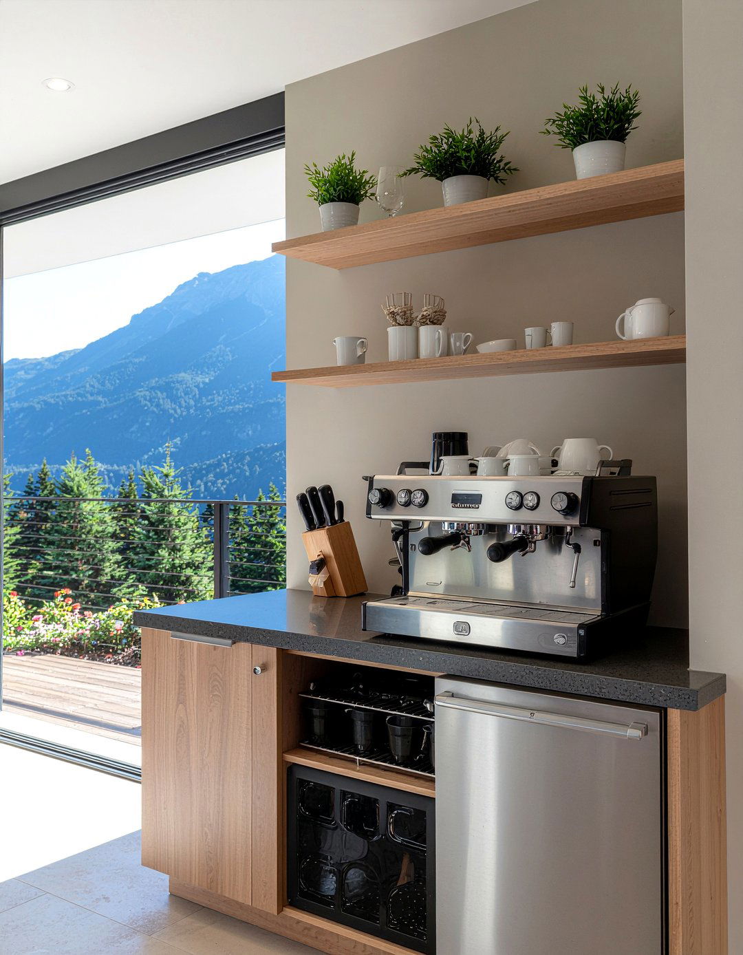 Built in coffee station - 30 ski house kitchen ideas