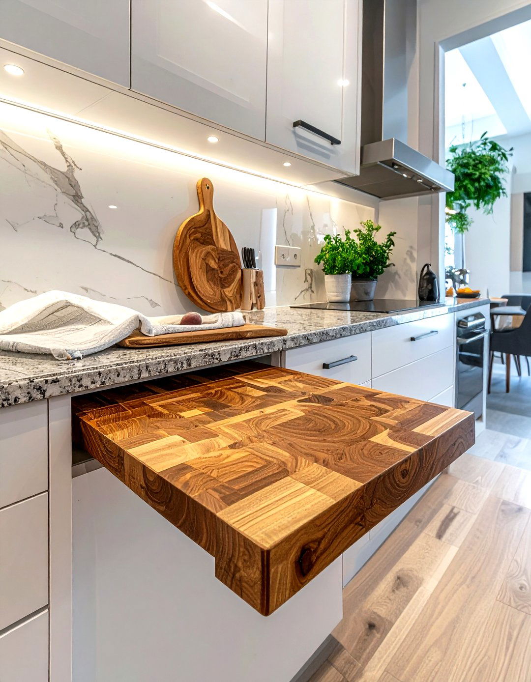 Built in cutting board - 30 kitchen space saving ideas