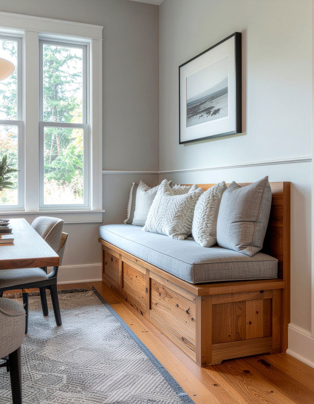 Built in dining bench - 30 calm dining room ideas