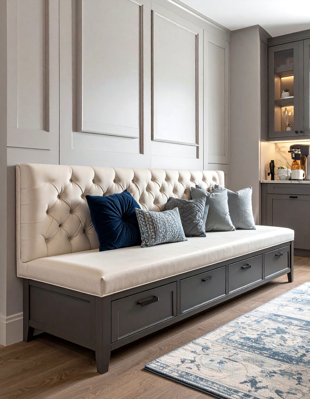 Built in dining bench - 30 tufted banquette dining ideas